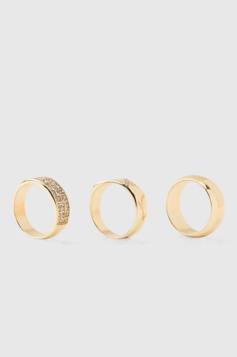 Fashion boohooMAN Ring 3 Pack gold