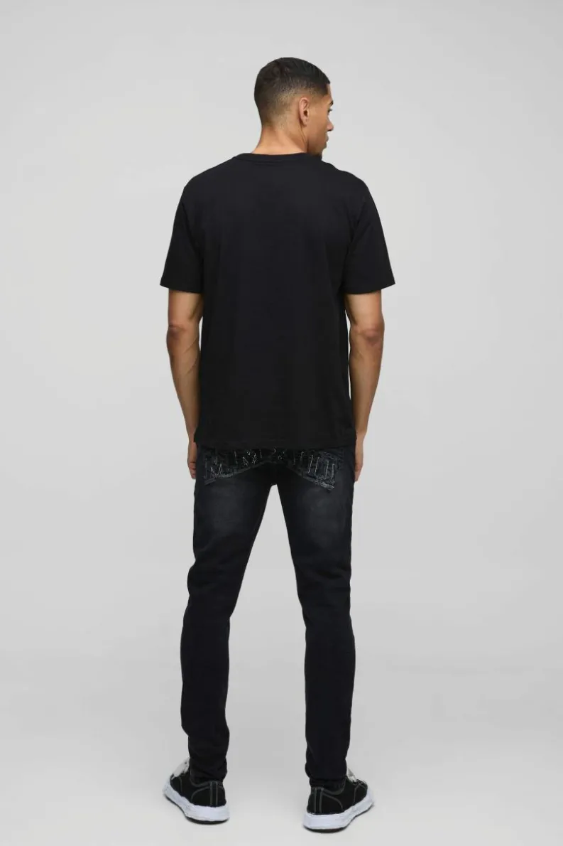 Store boohooMAN Gothic Heart Print T-Shirt black
