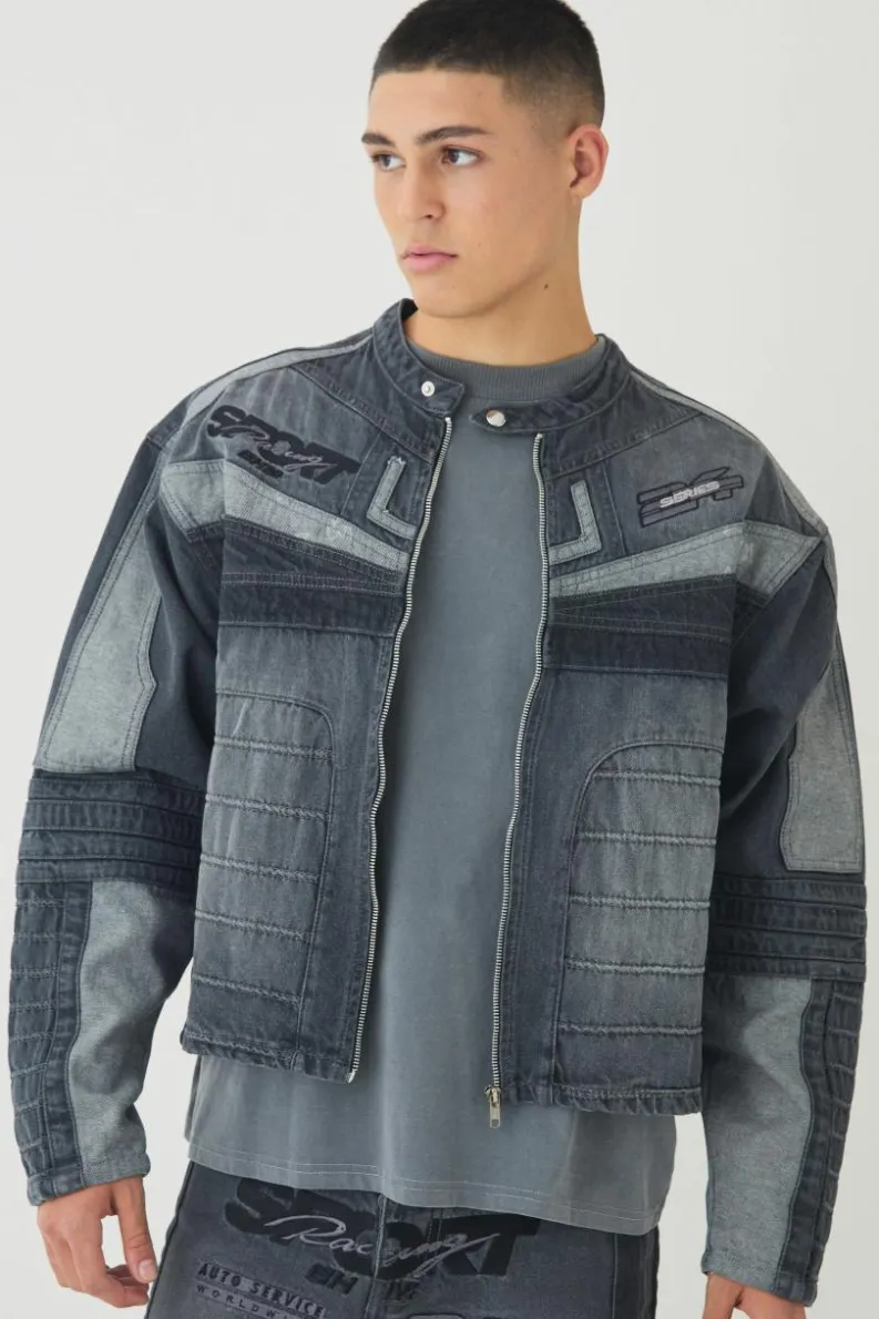 Sale boohoo Moto Applique Set grey