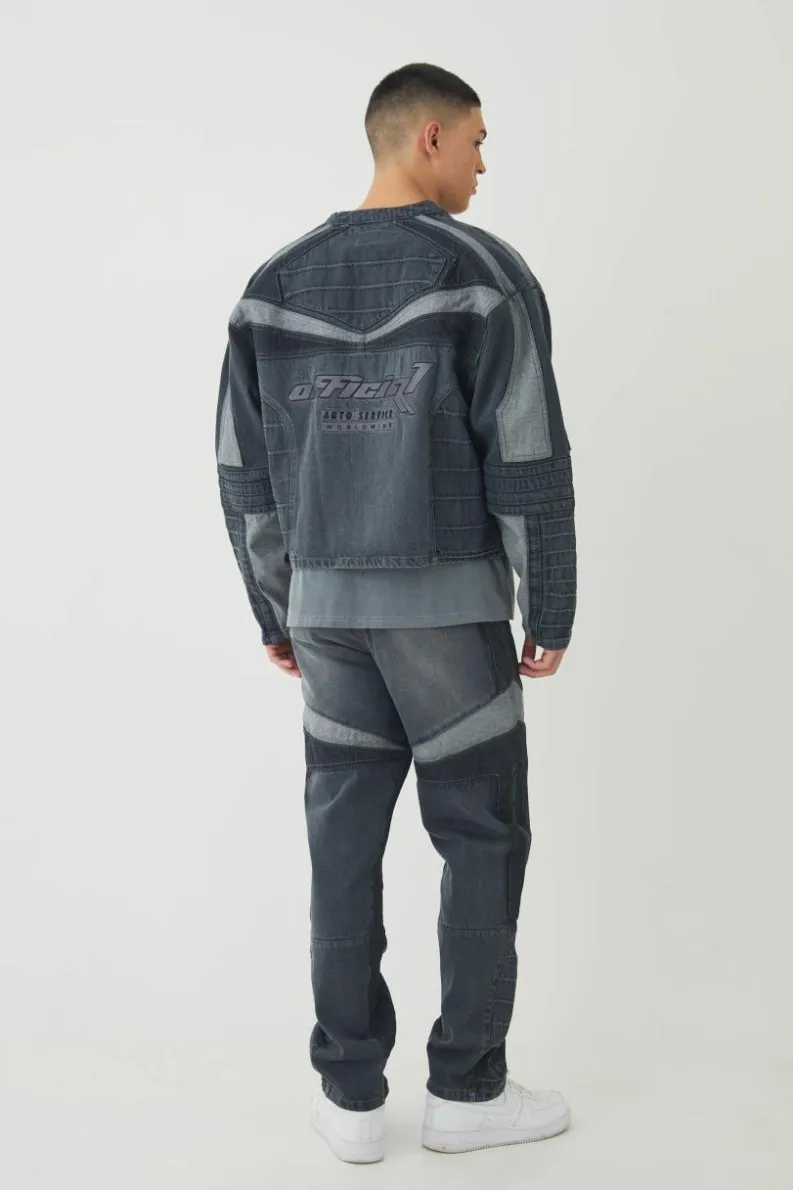 Sale boohoo Moto Applique Set grey