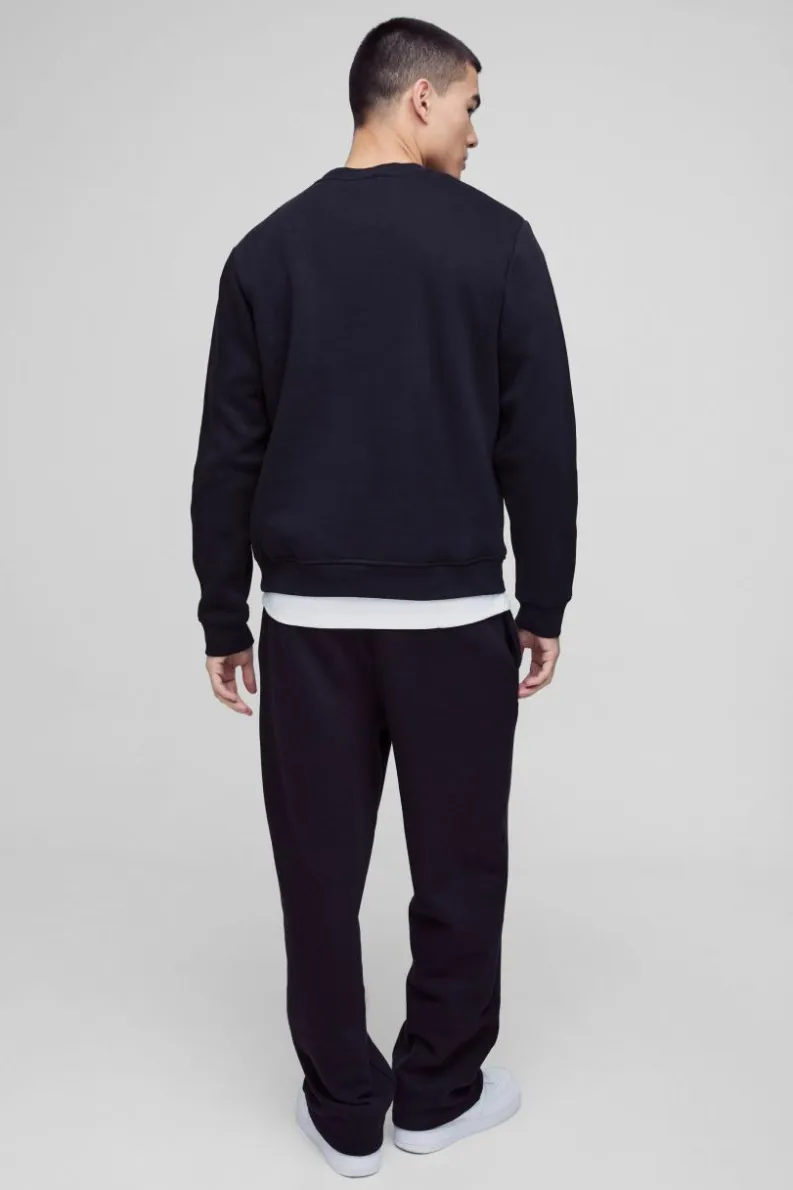 Store boohooMAN 330GSM Basic Crew Neck Sweatshirt black