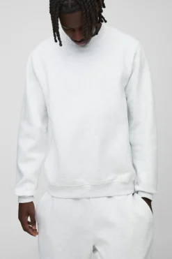 Fashion boohooMAN 330GSM Basic Crew Neck Sweatshirt ash grey