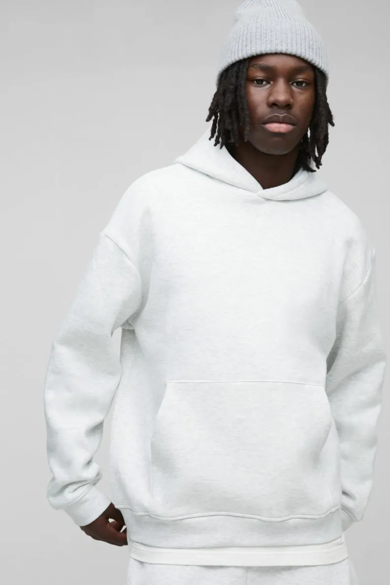 Best Sale boohooMAN 330GSM Basic Oversized Over The Head Hoodie grey marl