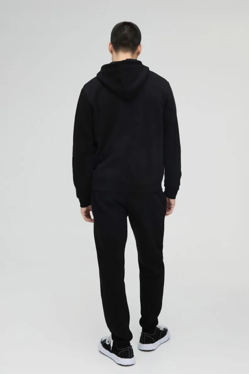 Fashion boohooMAN 330GSM Basic Zip Through Hoodie black