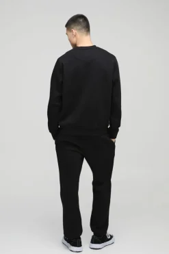 Outlet boohooMAN 330GSM BM Signature Crew Neck Sweatshirt black