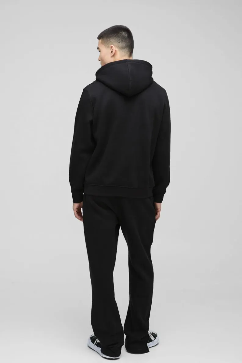 Shop boohooMAN 330GSM BM Signature Over The Head Hoodie black