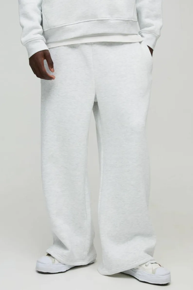 Hot boohooMAN 330GSM Extreme Wide Leg Basic Jogger grey marl