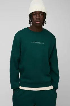 Sale boohooMAN 330GSM Limited Edition Crew Neck Sweatshirt forest