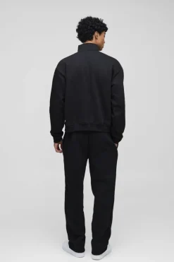 Best boohooMAN 330GSM Oversized Basic Boxy Funnel Neck Sweatshirt black