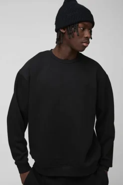 Best Sale boohooMAN 330GSM Oversized Basic Crew Neck Sweatshirt black
