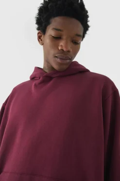 Clearance boohooMAN 330GSM Oversized Boxy Basic Hoodie burgundy