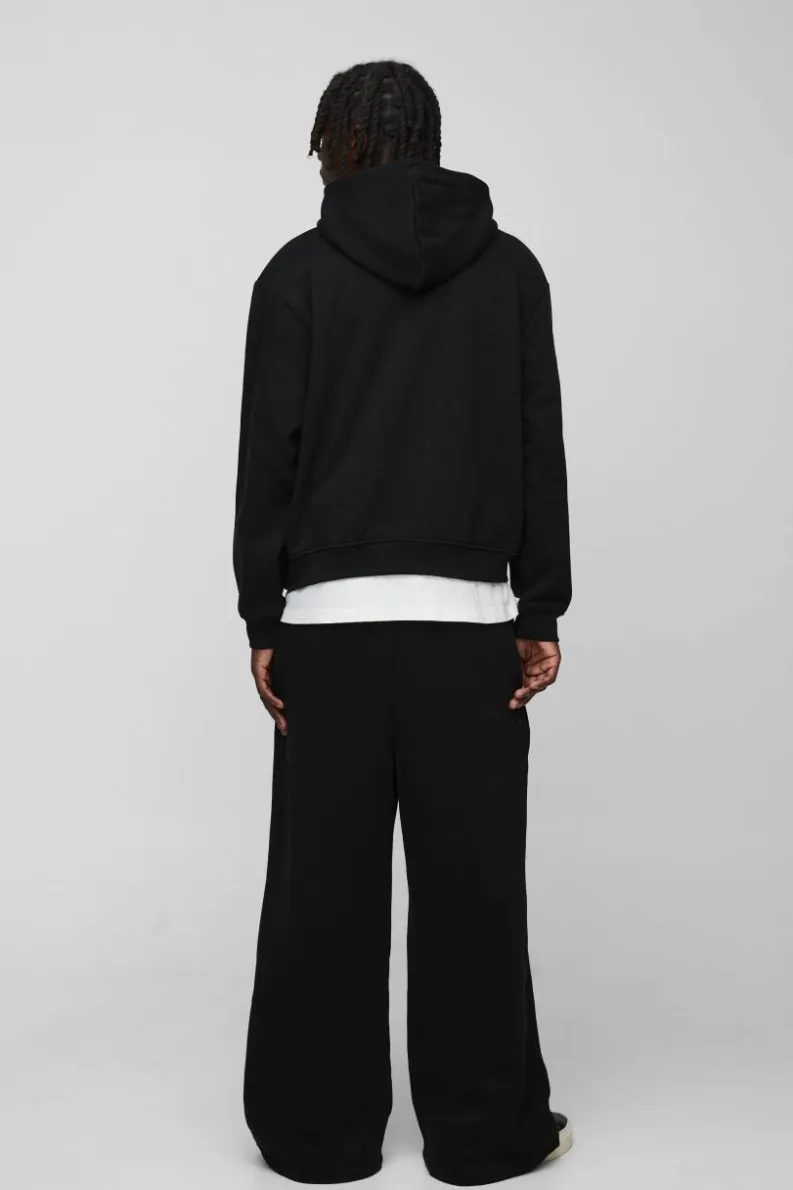 Fashion boohooMAN 330GSM Oversized Boxy Limited Edition Hoodie black