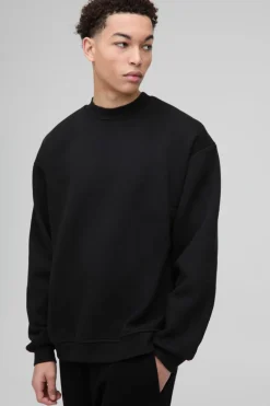 Discount boohooMAN 330GSM Oversized Sweatshirt black