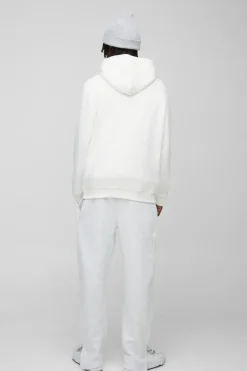 Shop boohooMAN 330GSM Over The Head Basic Hoodie white