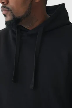 Cheap boohooMAN 330GSM Plus Oversized Boxy Hoodie in black