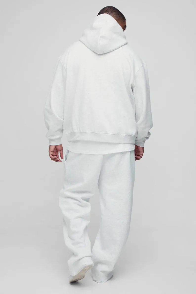 Discount boohooMAN 330GSM Plus Oversized Boxy Hoodie in grey marl