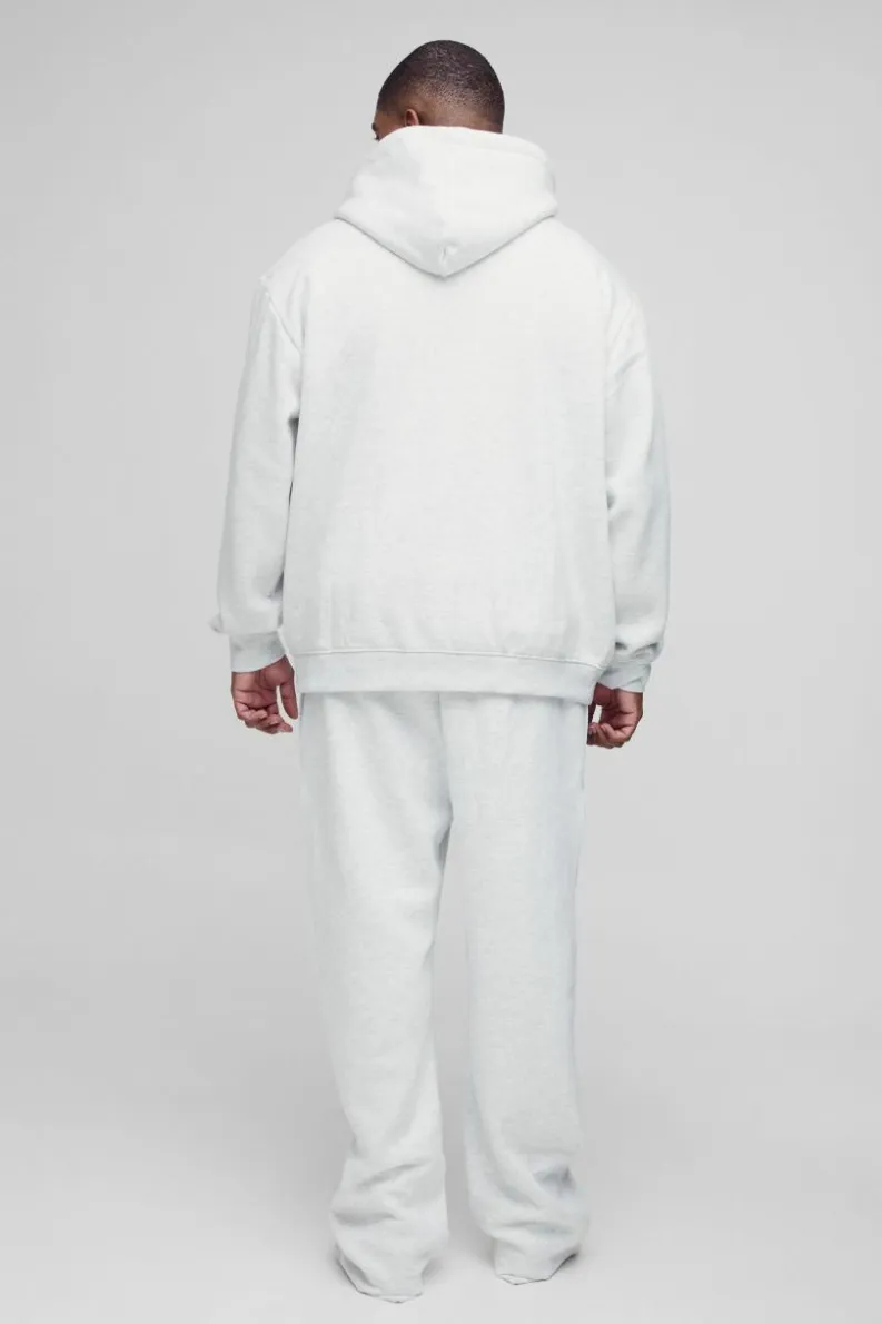 Sale boohooMAN 330GSM Plus Oversized Hoodie in grey marl