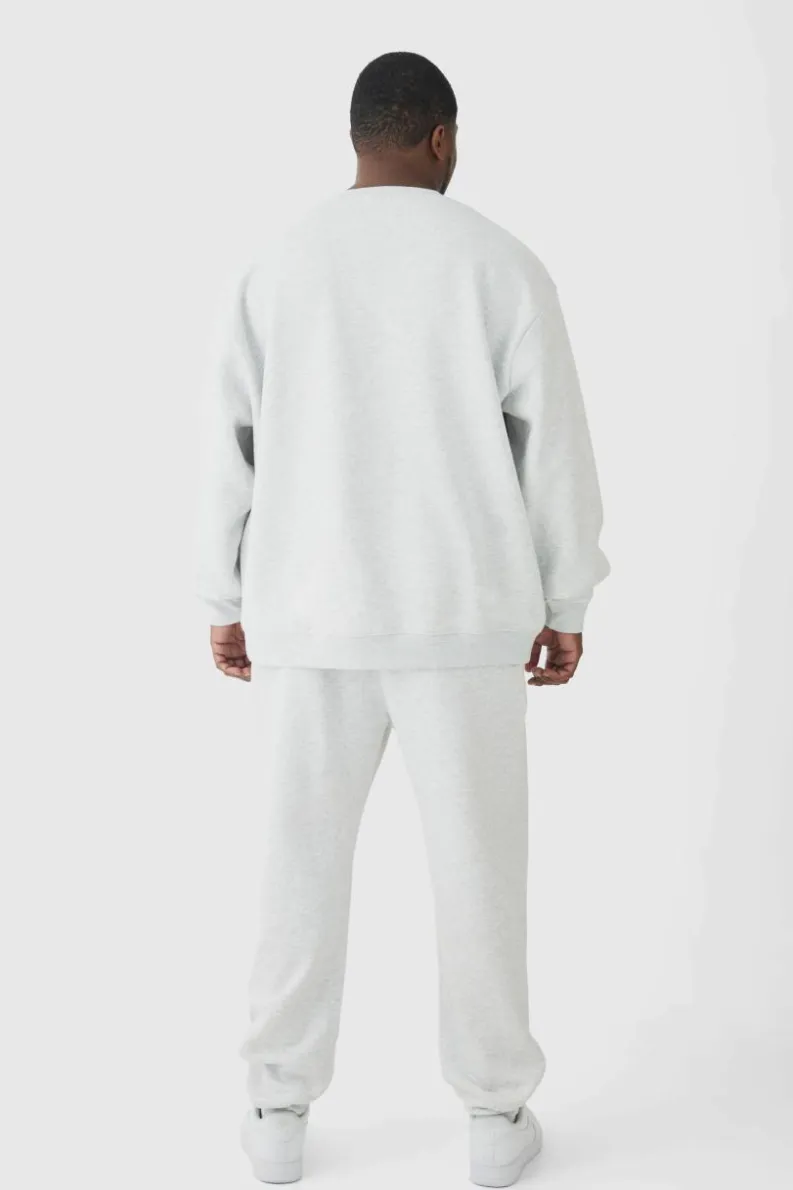 Clearance boohooMAN 330GSM Plus Oversized Sweatshirt In grey marl