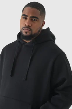 Best Sale boohooMAN 330GSM Plus Regular Fit Hoodie in black