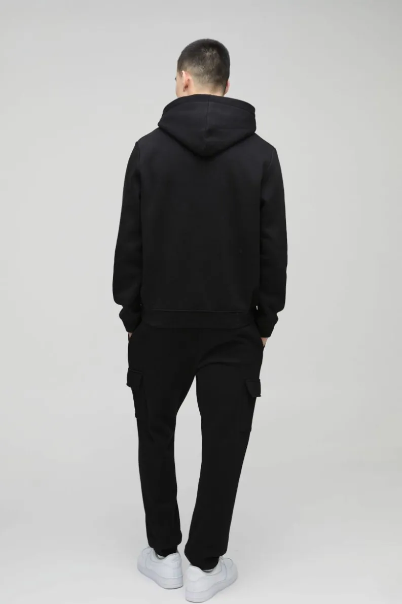Best Sale boohooMAN 330GSM Slim Fit Basic Cargo Jogger black