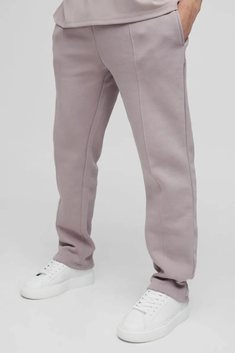 Best Sale boohooMAN 330GSM Straight Leg Basic Jogger With Pintuck taupe