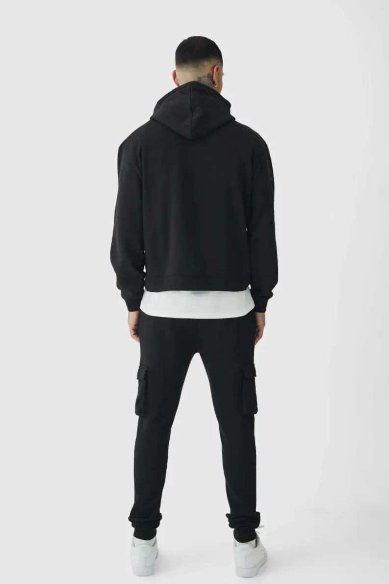 Best Sale boohooMAN 330GSM Tall Skinny Fit Cargo Jogger In black