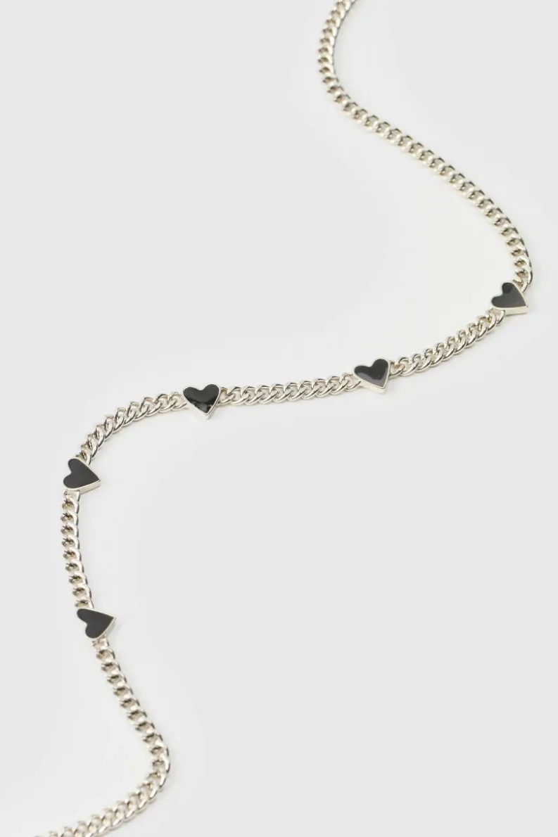 Online boohooMAN Heart Charm Necklace In silver