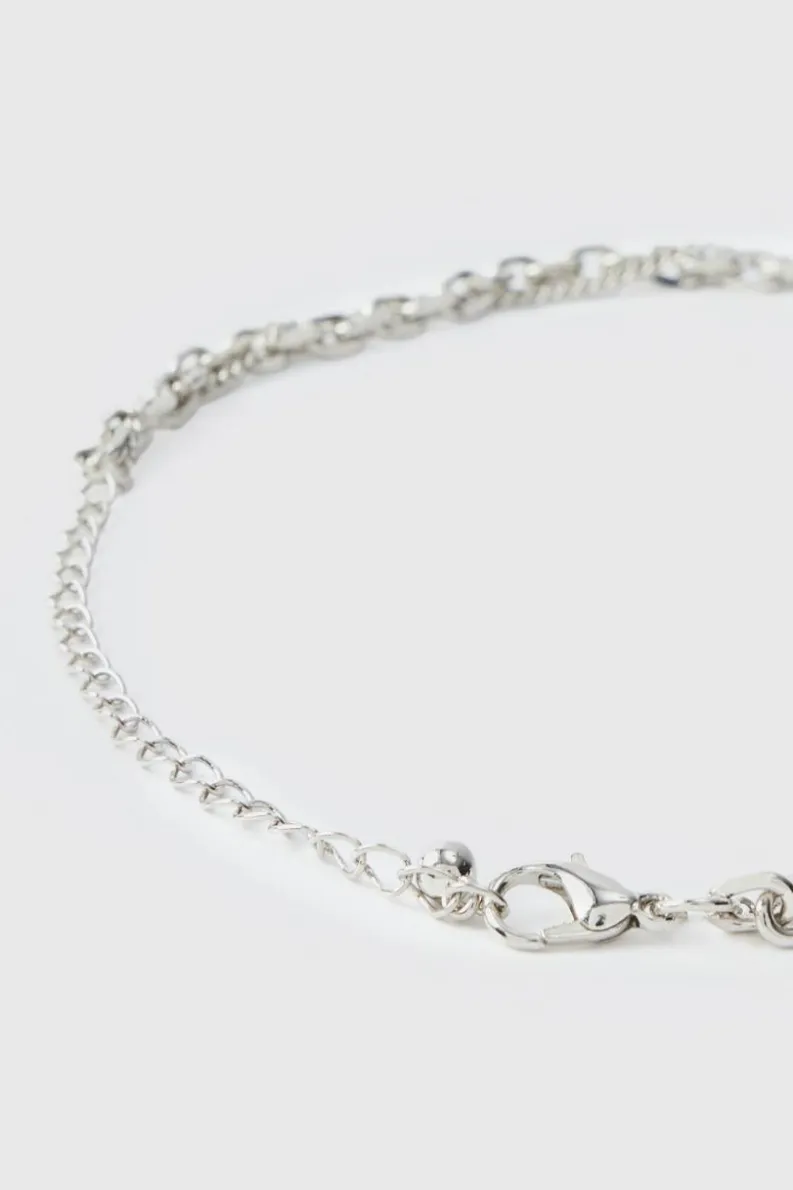 Fashion boohooMAN Heart Pendant Chunky Chain Necklace in silver