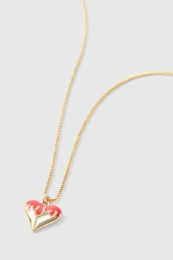 Outlet boohooMAN Heart Pendant Necklace In gold