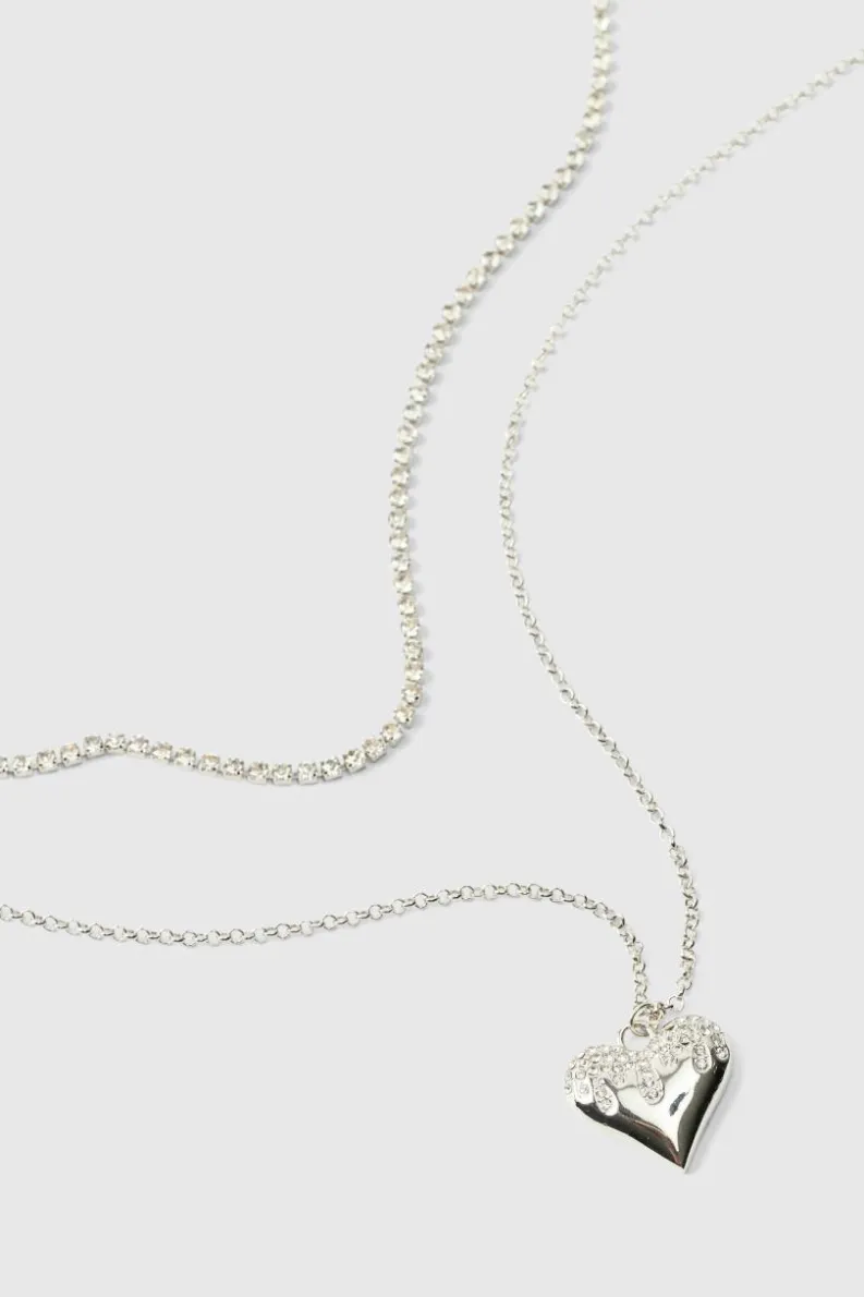 Cheap boohooMAN Heart Pendant Necklace In silver