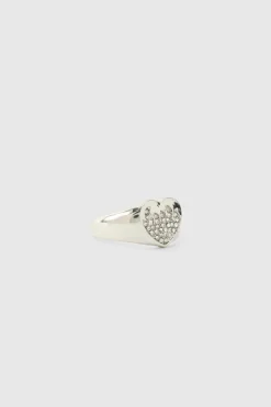 Discount boohooMAN Heart Ring In silver