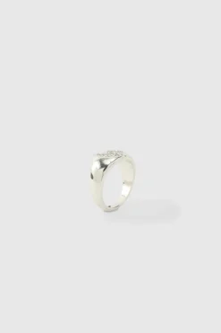 Discount boohooMAN Heart Ring In silver