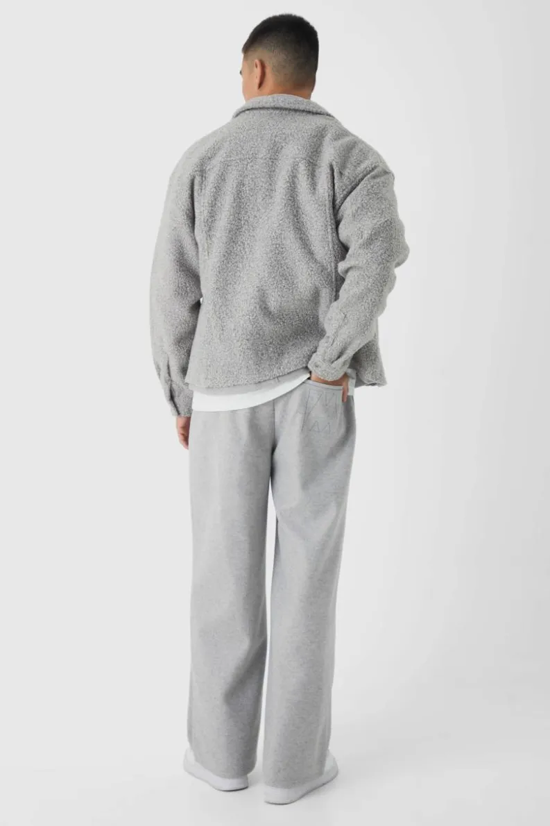 Best Sale boohooMAN Heavyweight Oversized Boucle Overshirt light grey