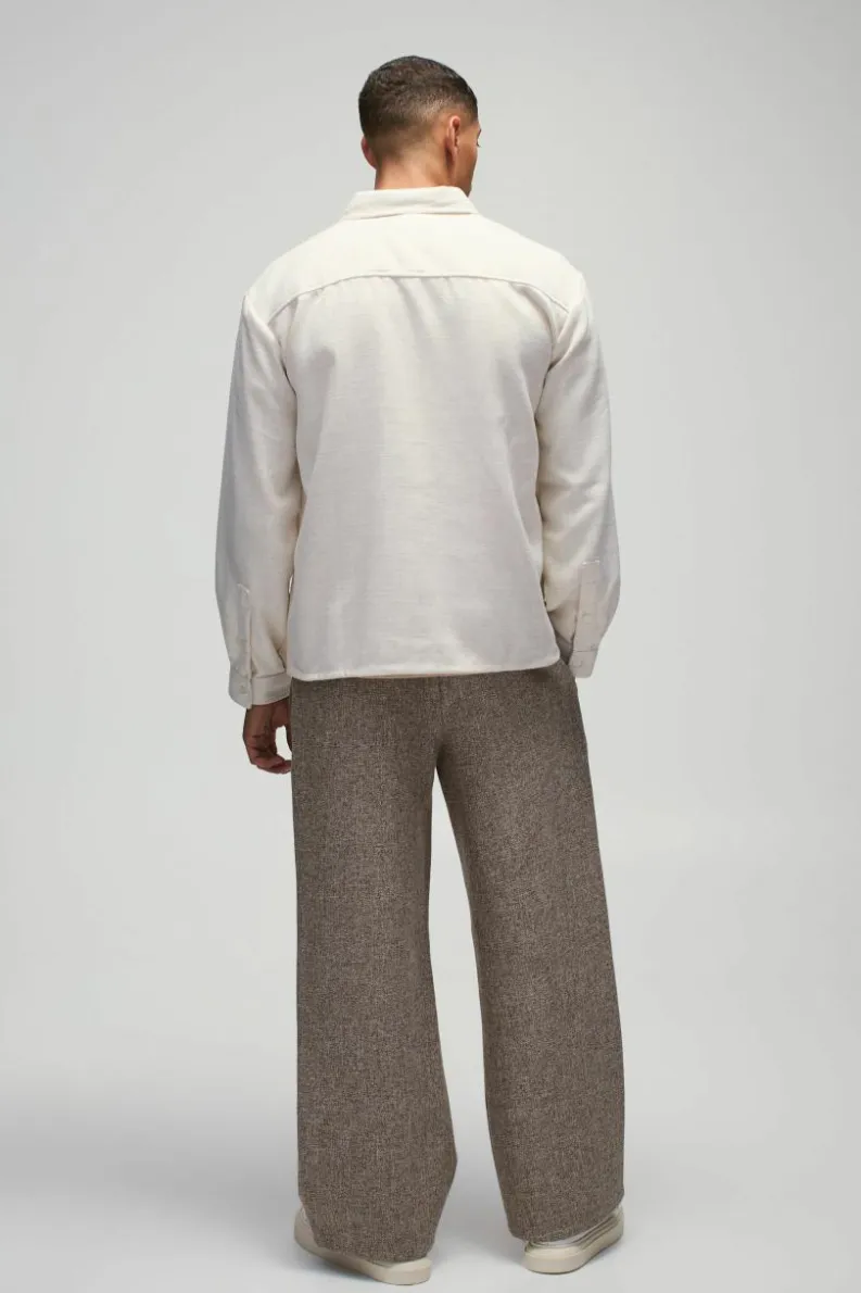 Cheap boohooMAN Herringbone Textured Overshirt ecru