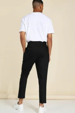 Flash Sale boohooMAN High Rise Tapered Crop Tailored Trouser black