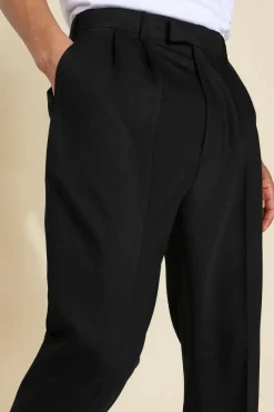 Best boohooMAN High Rise Tapered Crop Tailored Trouser black