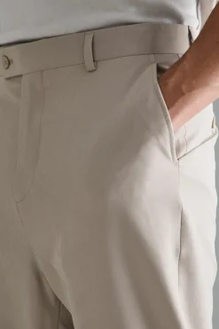 Sale boohooMAN High Rise 4 Way Stretch Tapered Trousers taupe
