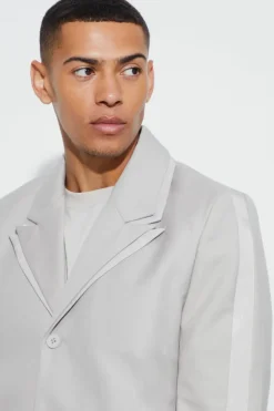 Store boohoo High Shine Trim Single Breasted Suit sand