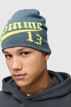 Online boohooMAN Homme Graphic Beanie grey