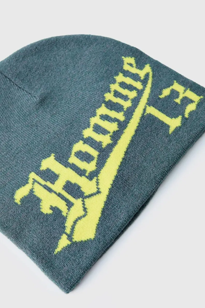 Online boohooMAN Homme Graphic Beanie grey