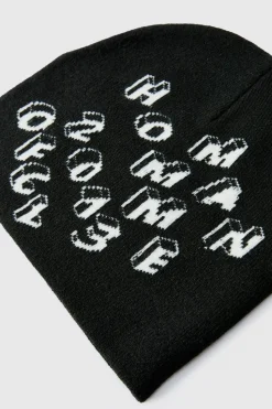 Clearance boohooMAN Homme Print Beanie charcoal