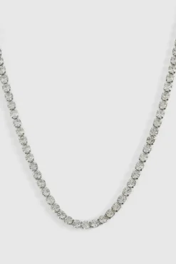 Sale boohooMAN Iced Chain Necklace silver