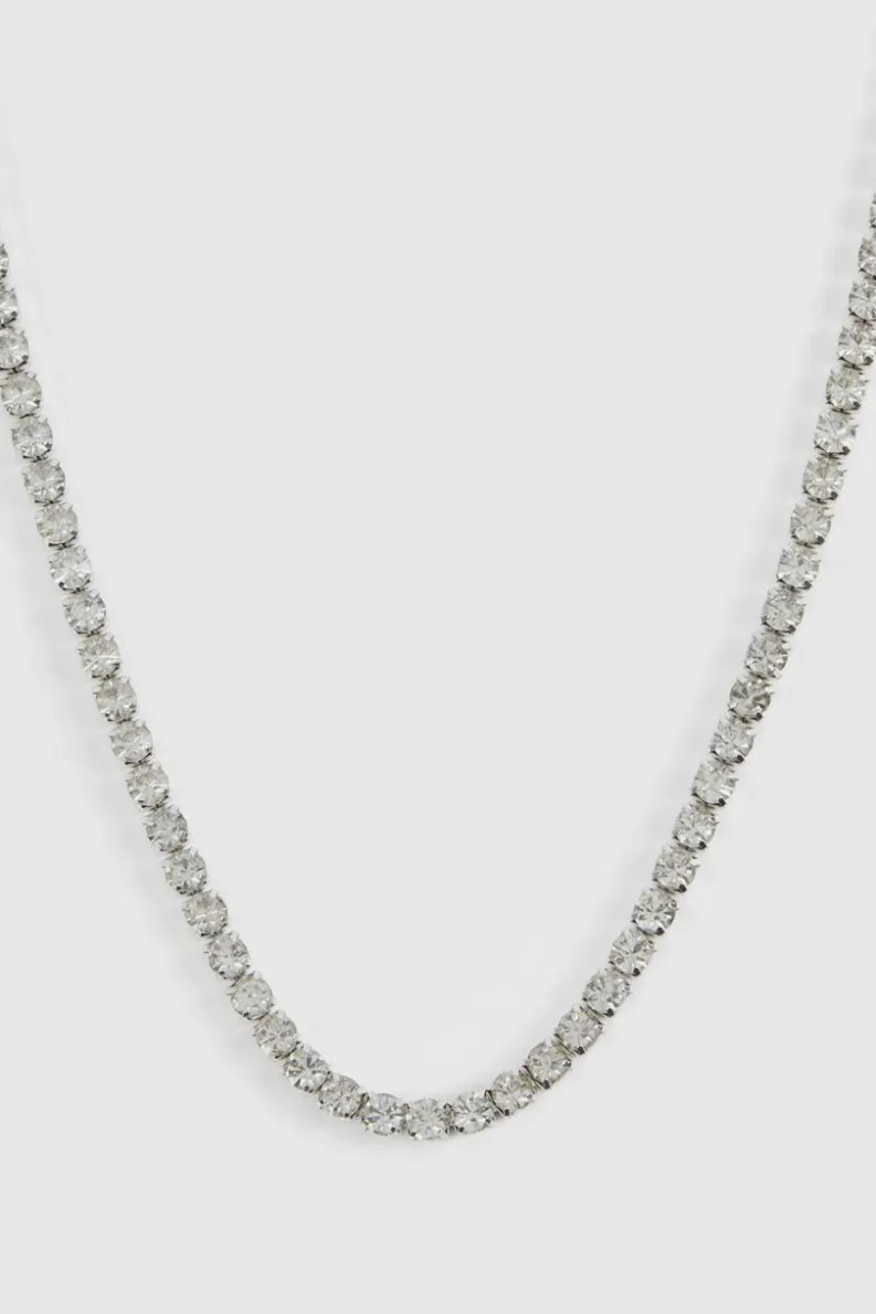 Sale boohooMAN Iced Chain Necklace silver