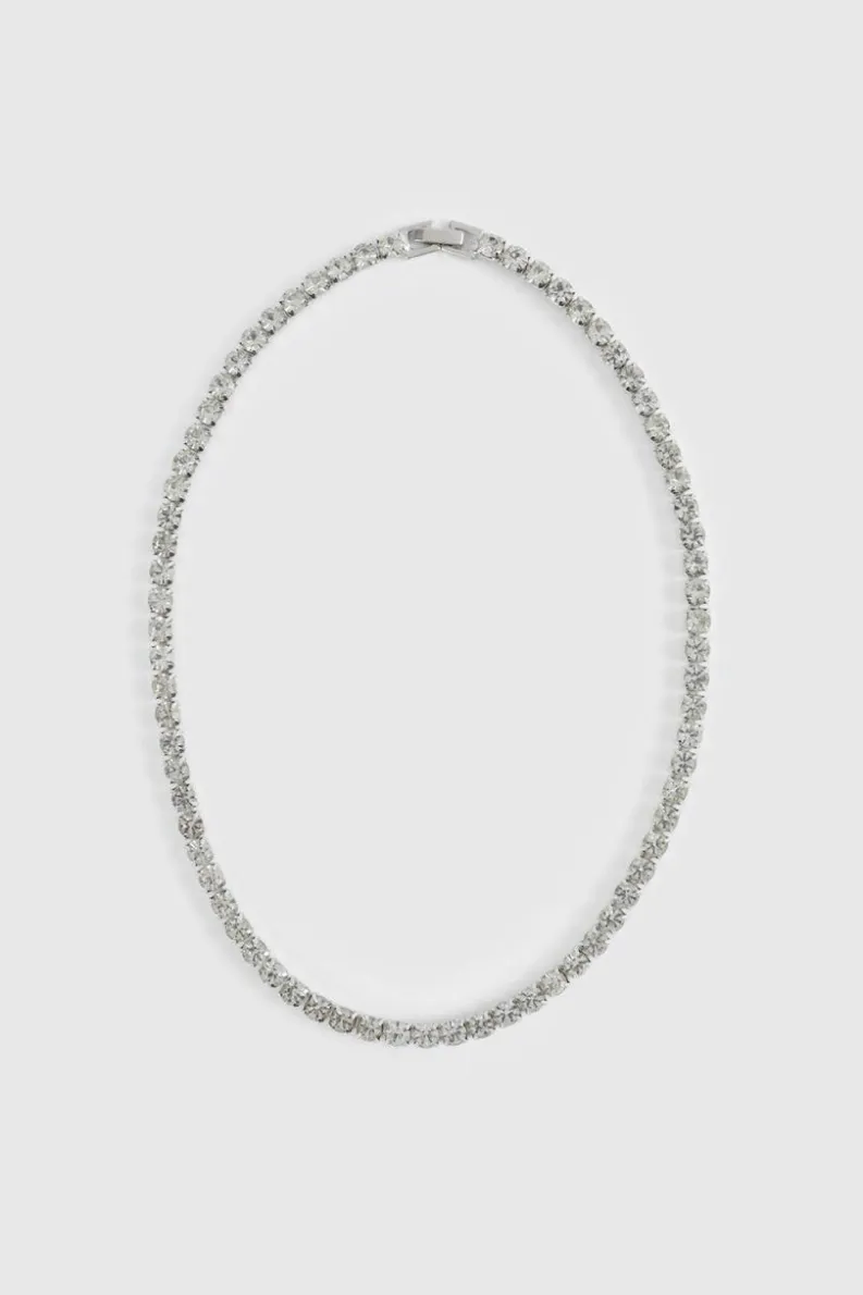 Sale boohooMAN Iced Chain Necklace silver