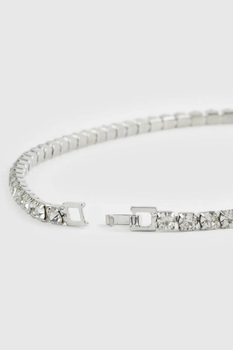 Sale boohooMAN Iced Chain Necklace silver