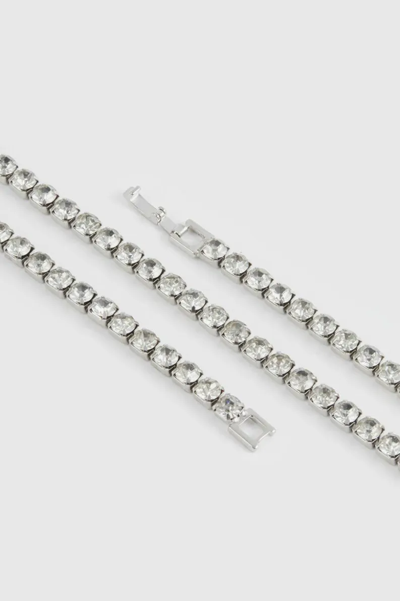 Sale boohooMAN Iced Chain Necklace silver