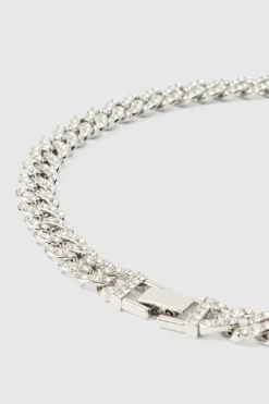 Hot boohooMAN Iced Chunky Chain Necklace silver