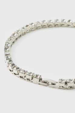 Clearance boohooMAN Iced Out Tennis Chain Necklace silver