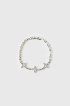Cheap boohooMAN Iced Spike Bracelet silver