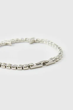 Cheap boohooMAN Iced Spike Bracelet silver